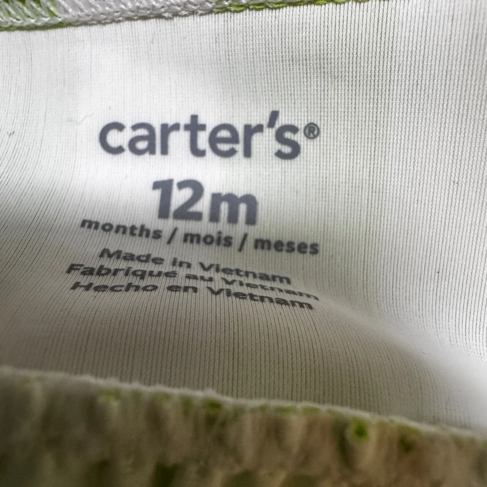 NWT NEW Carter's Green White Striped Swimsuit SZ 12 Mons UPF 50